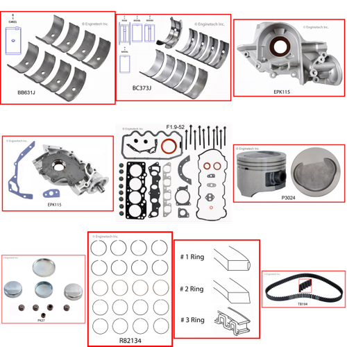 Enginetech RCF1.9FP Engine Rebuild Kit for 1993-1996 Ford 1 1.9L 4-Cyl .040" Over Bore (3.270")