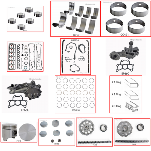 Enginetech RCCR225P Engine Rebuild Kit for 1960-1976 Dodge 3.7L V6 .040" Over Bore (3.440")