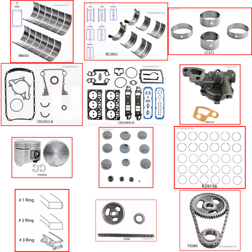Enginetech RCCR239C Engine Rebuild Kit for 1998-2003 Dodge 3.9L V6 .040" Over Bore (3.950")