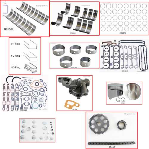 Enginetech RCCR318AP Engine Rebuild Kit for 1970-1973 Dodge 5.2L V8 .030" Over Bore (3.940")
