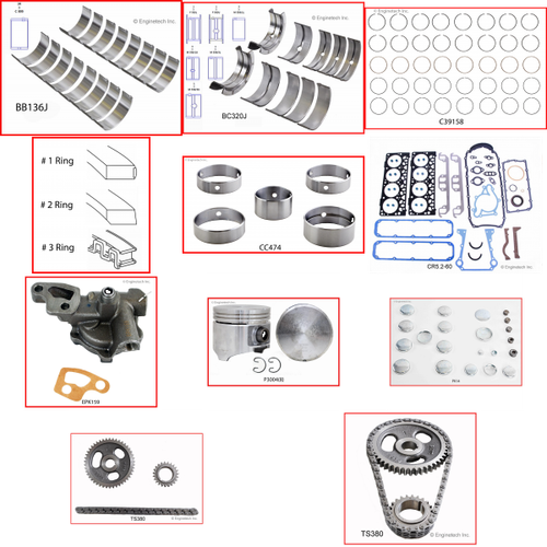 Enginetech RCCR318FP Engine Rebuild Kit for 1992-2003 Dodge 5.2L V8 Standard Bore (3.910")