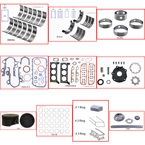Enginetech RCCR201EP Engine Rebuild Kit for 2005-2007 Dodge 3.3L V6 .020" Over Bore (3.680")