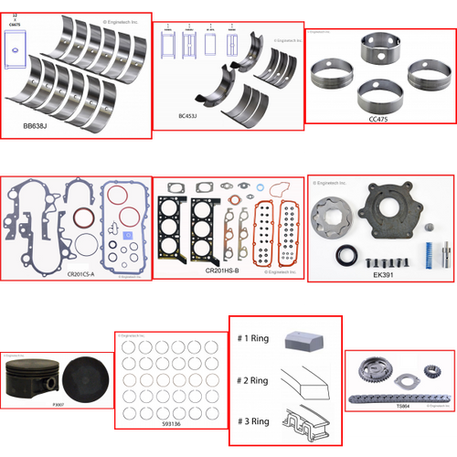 Enginetech RCCR201FP Engine Rebuild Kit for 2008-2008 Chrysler 3.3L V6 Standard Bore (3.660")
