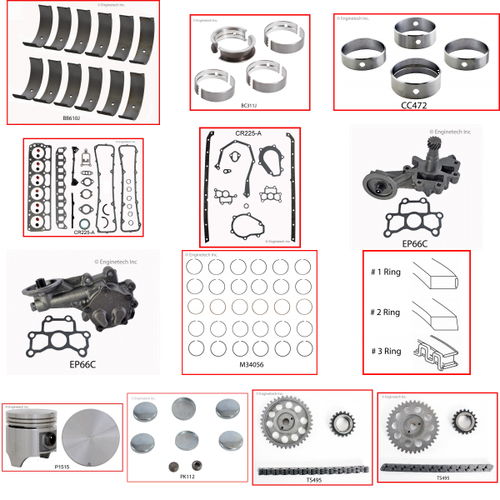Enginetech RCCR225BP Engine Rebuild Kit for 1979-1981 Dodge 3.7L V6 .040" Over Bore (3.440")