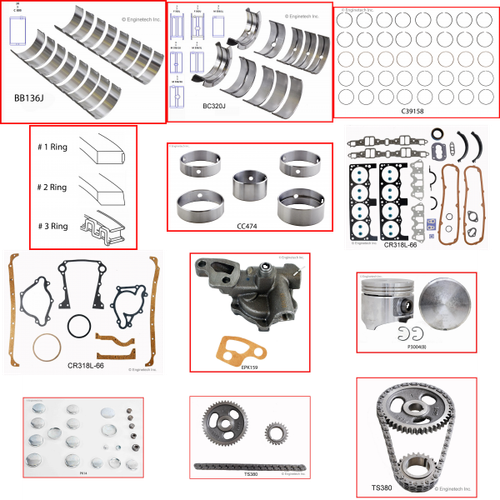 Enginetech RCCR318EP Engine Rebuild Kit for 1990-1991 Dodge 5.2L V8 .020" Over Bore (3.930")