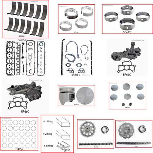 Enginetech RCCR225C Engine Rebuild Kit for 1982-1987 Dodge 3.7L V6 .020" Over Bore (3.420")