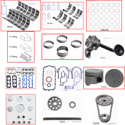Enginetech RCF183QP Engine Rebuild Kit for 1990-1990 Ford 183 3.0L V6 .040" Over Bore (3.545")