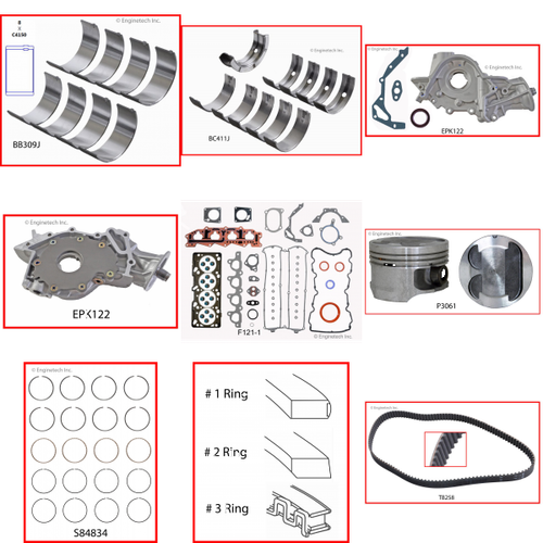 Enginetech RCF121DP Engine Rebuild Kit for 1995-1996 Ford 121 2.0L 4-Cyl Standard Bore (3.340")