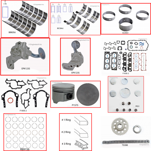 Enginetech RCF183L Engine Rebuild Kit for 1999-2001 Ford 183 3.0L V6 .030" Over Bore (3.535")