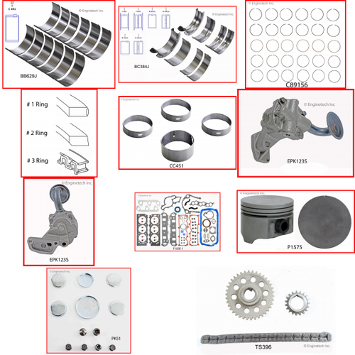 Enginetech RCF183KP Engine Rebuild Kit for 1999-1999 Ford 183 3.0L V6 .020" Over Bore (3.525")