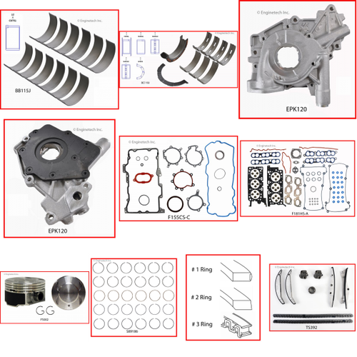 Enginetech RCF181P Engine Rebuild Kit for 1996-1996 Ford 181 3.0L V6 .030" Over Bore (3.535")