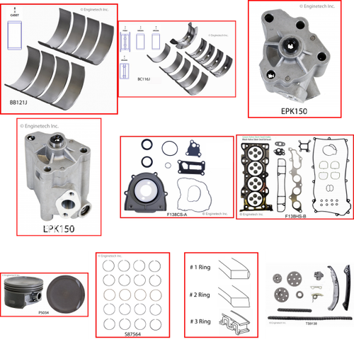 Enginetech RCF138P Engine Rebuild Kit for 2001-2003 Ford 138 2.3L 4-Cyl .020" Over Bore (3.465")