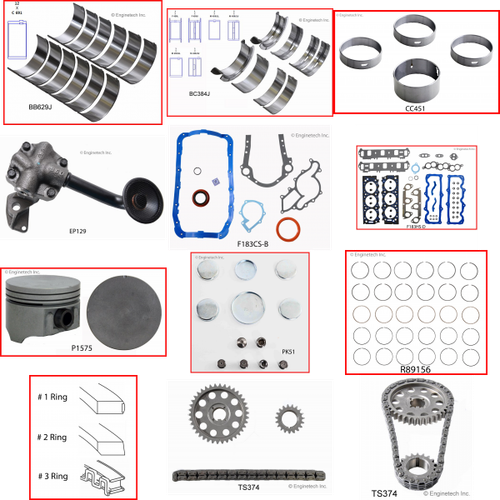 Enginetech RCF183 Engine Rebuild Kit for 1986-1990 Ford 183 3.0L V6 .040" Over Bore (3.545")