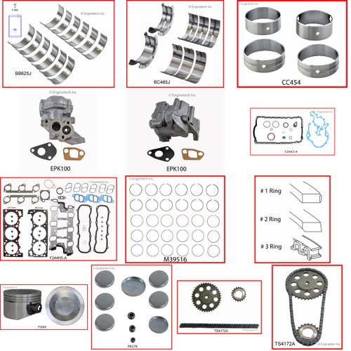 Enginetech RCF244CP Engine Rebuild Kit for 1997-2000 Ford 244 4.0L V6 .040" Over Bore (3.995")