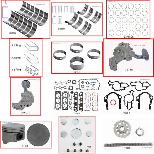 Enginetech RCF183LP Engine Rebuild Kit for 1999-2001 Ford 183 3.0L V6 .040" Over Bore (3.545")