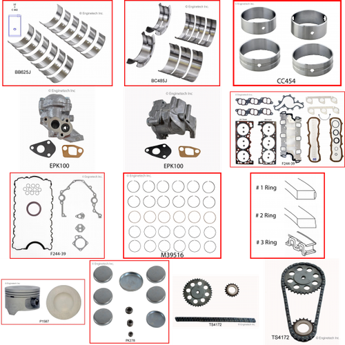 Enginetech RCF244P Engine Rebuild Kit for 1990-1993 Ford 244 4.0L V6 Standard Bore (3.955")
