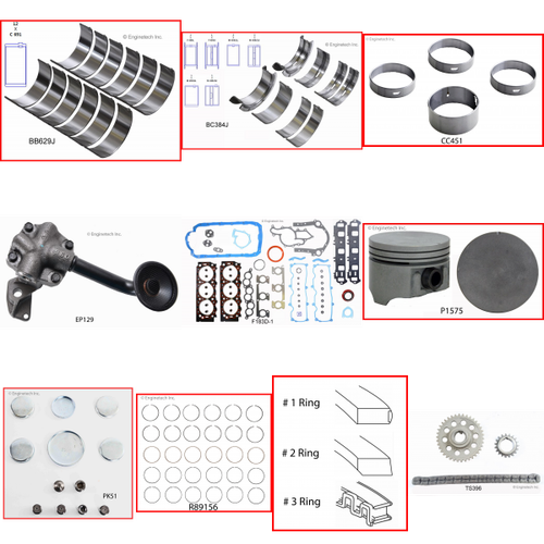 Enginetech RCF183F Engine Rebuild Kit for 1999-1999 Ford 183 3.0L V6 .040" Over Bore (3.545")