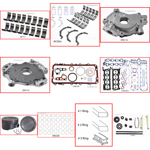 Enginetech RCF281NP Engine Rebuild Kit for 2001-2003 Ford 281 4.6L V8 .030" Over Bore (3.580")