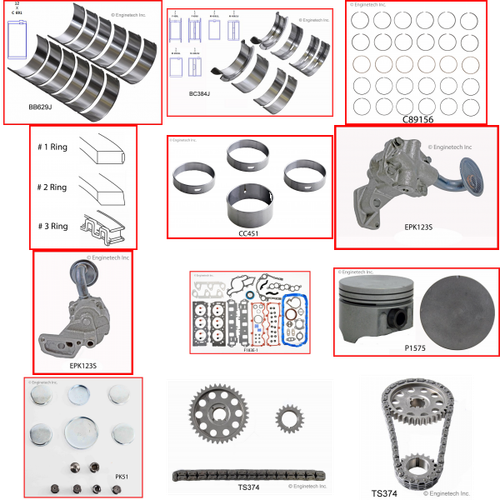 Enginetech RCF183JP Engine Rebuild Kit for 1996-1998 Mazda 183 3.0L V6 .020" Over Bore (3.525")