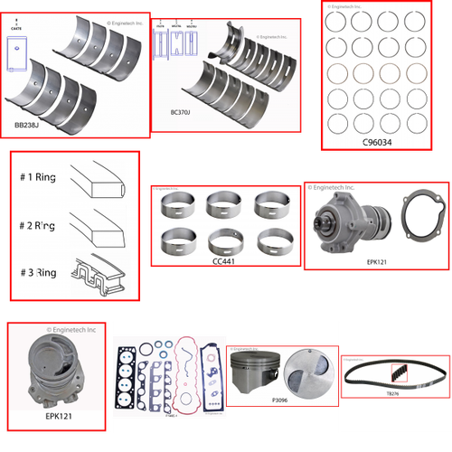 Enginetech RCF140MP Engine Rebuild Kit for 1995-1997 Ford 140 2.3L 4-Cyl .020" Over Bore (3.800")
