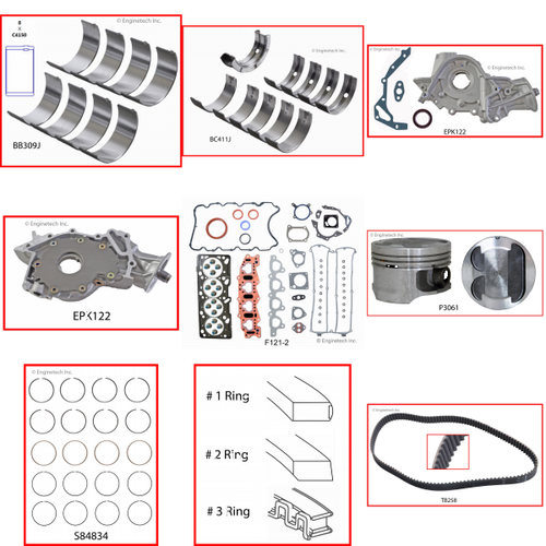Enginetech RCF121EP Engine Rebuild Kit for 1996-1997 Ford 121 2.0L 4-Cyl .030" Over Bore (3.370")