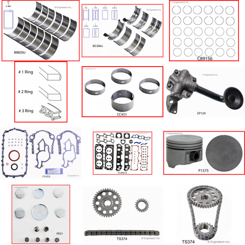 Enginetech RCF183BP Engine Rebuild Kit for 1991-1998 Ford 183 3.0L V6 .040" Over Bore (3.545")