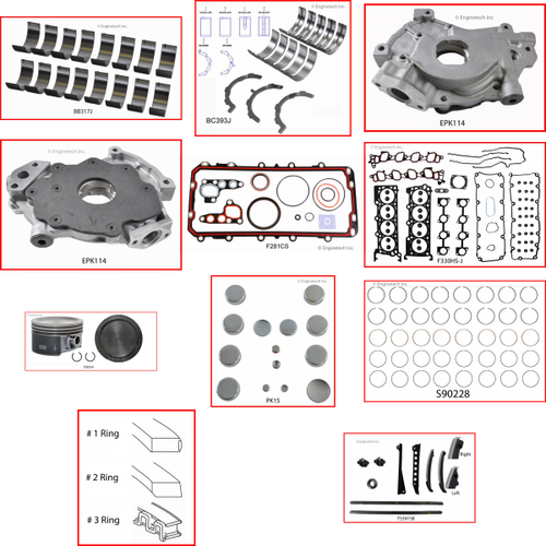 Enginetech RCF330KP Engine Rebuild Kit for 2007-2009 Ford 330 5.4L V8 .020" Over Bore (3.570")