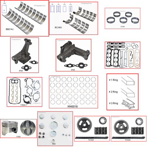 Enginetech RCF302MP Engine Rebuild Kit for 1991-1995 Ford 302 5.0L V8 Standard Bore (4.000")
