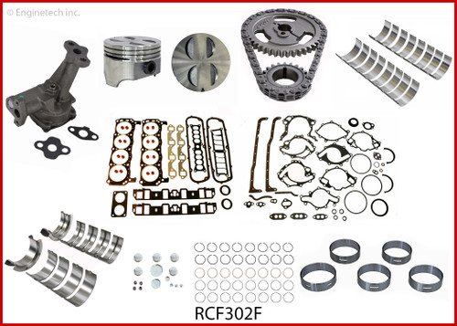 Enginetech RCF302F Engine Rebuild Kit for 1985-1986 Ford 302 5.0L V8 .020" Over Bore (4.020")