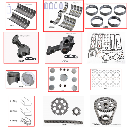Enginetech RCF351MB Engine Rebuild Kit for 1977-1982 Ford 351 5.8L V8 .030" Over Bore (4.030")