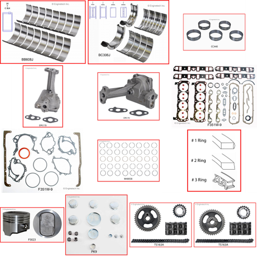 Enginetech RCF351WFP Engine Rebuild Kit for 1983-1986 Ford 351 5.8L V8 .020" Over Bore (4.020")