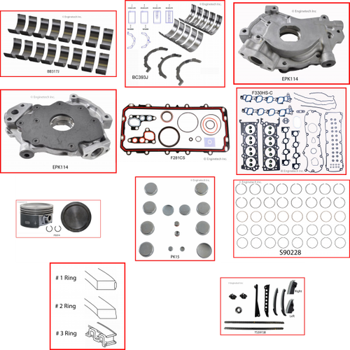 Enginetech RCF330FP Engine Rebuild Kit for 2004-2005 Ford 330 5.4L V8 Standard Bore (3.550")