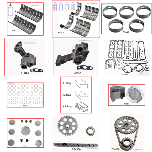 Enginetech RCF351MCP Engine Rebuild Kit for 1977-1979 Ford 351 5.8L V8 Standard Bore (4.000")