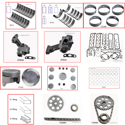 Enginetech RCF351CA Engine Rebuild Kit for 1973-1974 Ford 351 5.8L V8 .030" Over Bore (4.030")