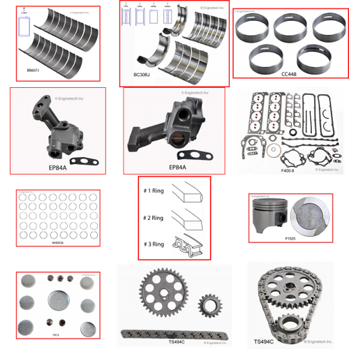 Enginetech RCF351MBP Engine Rebuild Kit for 1977-1982 Ford 351 5.8L V8 .030" Over Bore (4.030")
