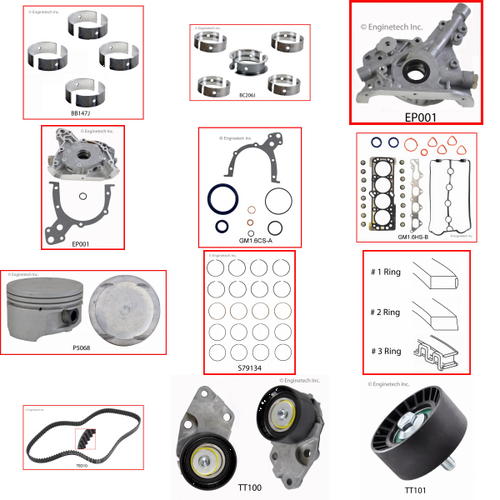 Enginetech RCGM1.6AP Engine Rebuild Kit for 2006-2008 Chevy 1.6L 4-Cyl Standard Bore (3.110")