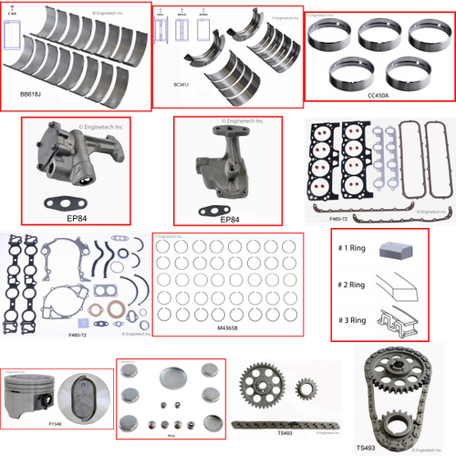 Enginetech RCF460P Engine Rebuild Kit for 1972-1978 Ford 460 7.5L V8 .030" Over Bore (4.390")