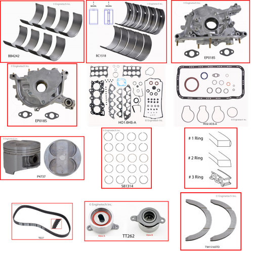 Enginetech RCHO1.6BP Engine Rebuild Kit for 1996-2000 Honda 1.6L 4-Cyl Standard Bore (3.190")