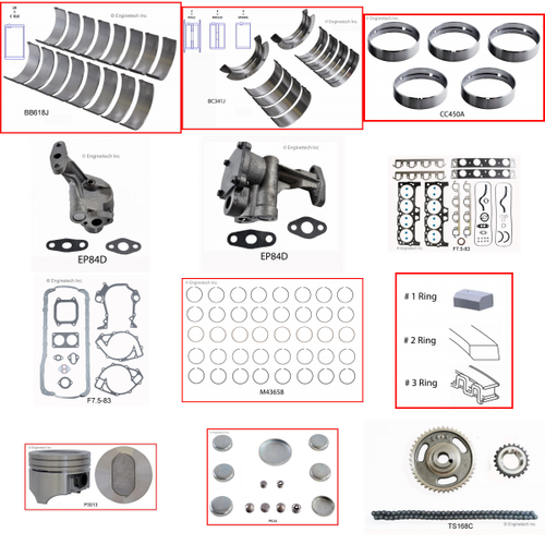 Enginetech RCF460BP Engine Rebuild Kit for 1988-1992 Ford 460 7.5L V8 .030" Over Bore (4.390")