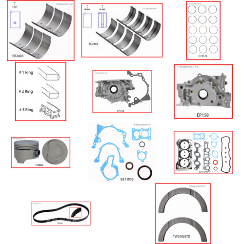 Enginetech RCGM1.0P Engine Rebuild Kit for 1989-1993 Geo 1.0L 3-Cyl .020" Over Bore (2.935")