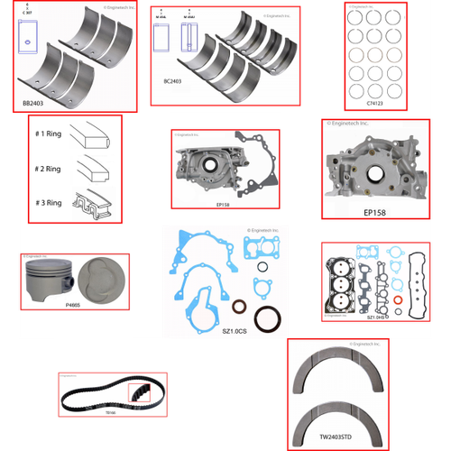 Enginetech RCGM1.0P Engine Rebuild Kit for 1989-1993 Geo 1.0L 3-Cyl .040" Over Bore (2.955")