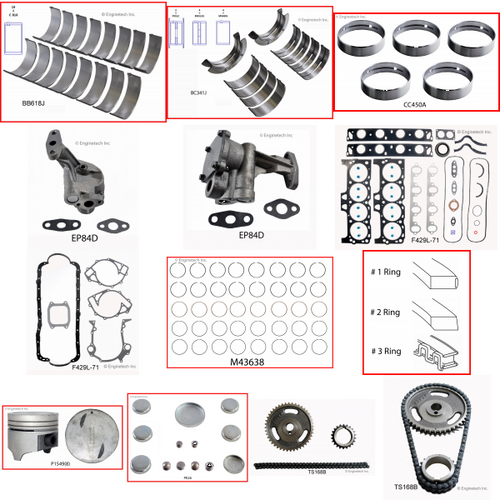 Enginetech RCF429CP Engine Rebuild Kit for 1993-1993 Ford 429 7.0L V8 .040" Over Bore (4.400")