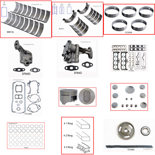 Enginetech RCF460B Engine Rebuild Kit for 1988-1992 Ford 460 7.5L V8 .030" Over Bore (4.390")