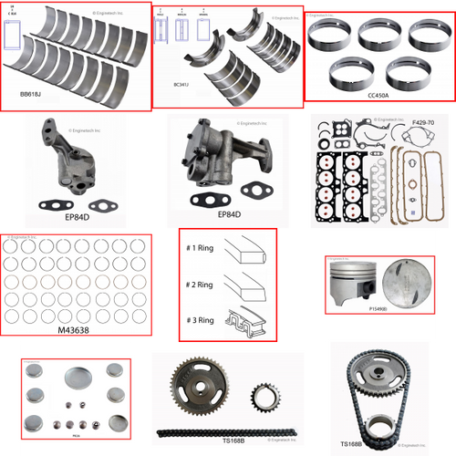 Enginetech RCF429P Engine Rebuild Kit for 1980-1989 Ford 429 7.0L V8 .030" Over Bore (4.390")