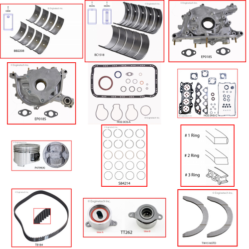 Enginetech RCHO2.0P Engine Rebuild Kit for 1999-2001 Honda 2.0L 4-Cyl .020" Over Bore (3.325")