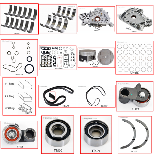 Enginetech RCHO3.5AP Engine Rebuild Kit for 2005-2007 Honda 3.5L V6 .020" Over Bore (3.525")