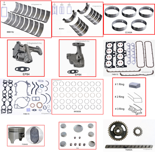 Enginetech RCF429AP Engine Rebuild Kit for 1968-1973 Ford 429 7.0L V8 .060" Over Bore (4.420")