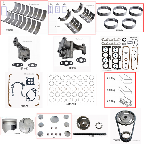 Enginetech RCF429BP Engine Rebuild Kit for 1992-1992 Ford 429 7.0L V8 .030" Over Bore (4.390")