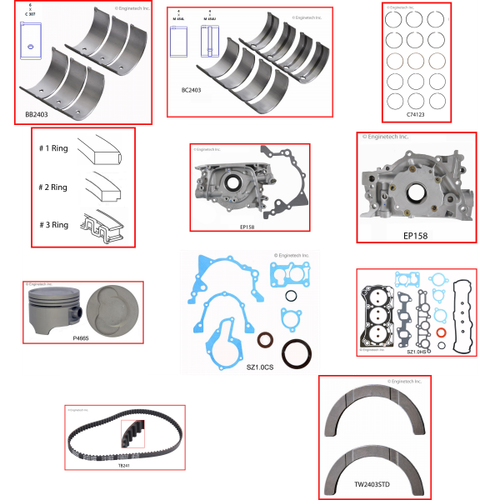 Enginetech RCGM1.0AP Engine Rebuild Kit for 1993-1995 Geo 1.0L 3-Cyl Standard Bore (2.915")