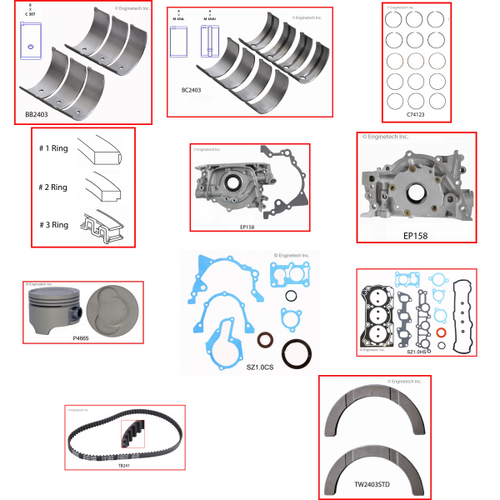 Enginetech RCGM1.0AP Engine Rebuild Kit for 1993-1995 Geo 1.0L 3-Cyl .020" Over Bore (2.935")